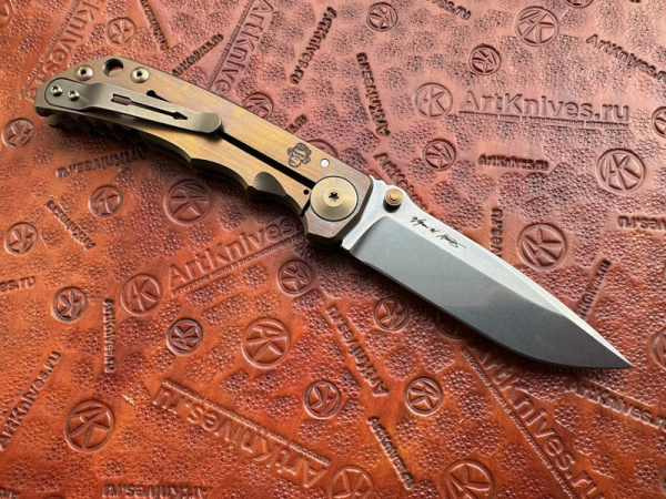 Купить Нож складной Spartan Blades, Harsey Folder, Custom, SF5, MagnaCut, Monkey Edge FRAG Pattern Bronze в интернет-магазине Artknives.ru 