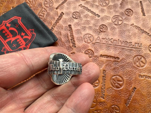 Купить Кольцо Borka Blades Silver Skull "Who Dares Wins" Ring Size 11 в интернет-магазине Artknives.ru 