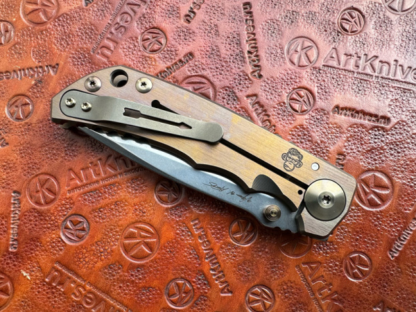 Купить Нож складной Spartan Blades, Harsey Folder, Custom, SF5, MagnaCut, Monkey Edge FRAG Pattern Bronze в интернет-магазине Artknives.ru 