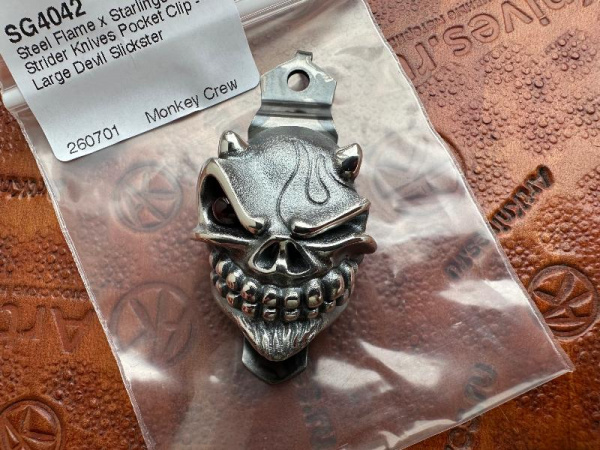 Купить Клипса Large Devil Slickster Steel Flame x Starlingear для ножей Strider в интернет-магазине Artknives.ru 