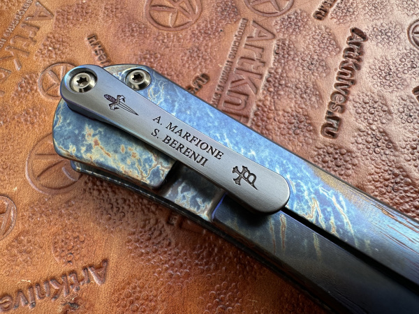 Купить Нож складной Marfione Custom Borka Blades SB Tanto - Star Grind Mirror Polish - Cosmic/ Galactic в интернет-магазине Artknives.ru 