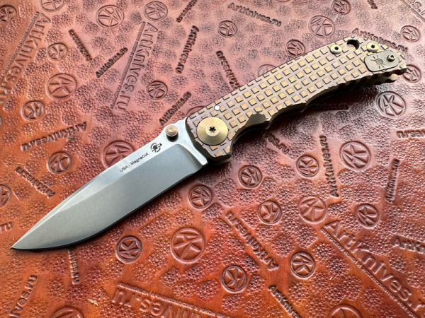 Купить Нож складной Spartan Blades, Harsey Folder, Custom, SF5, MagnaCut, Monkey Edge FRAG Pattern Bronze в интернет-магазине Artknives.ru 